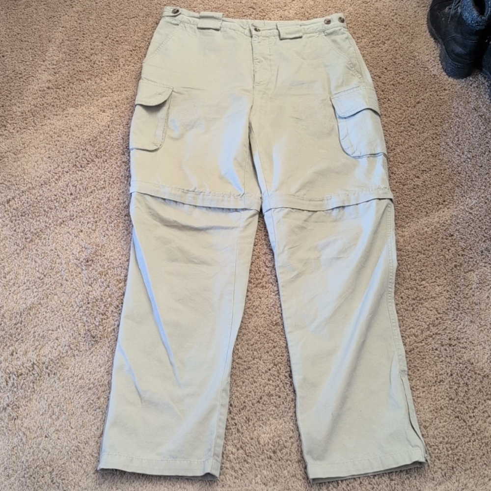 TravelSmith Men's Beige Cargo Convertible Zip Off Shorts  Pants 32 X 32